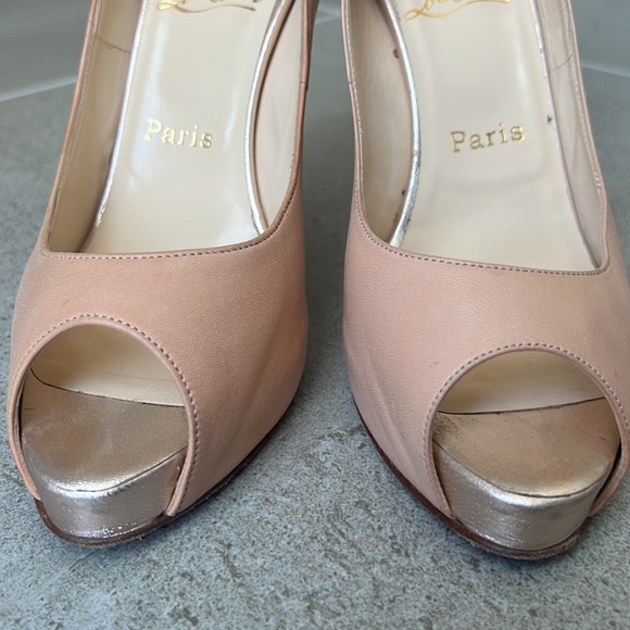 RARE Preloved Christian Louboutin Peep toe slingback in Blush leather 39 - Picture 7 of 9